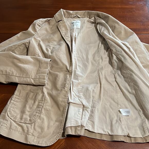 Old Navy Tan Lined Fitted Blazer Jacket Woman Size XS Preppy - Picture 7 of 12